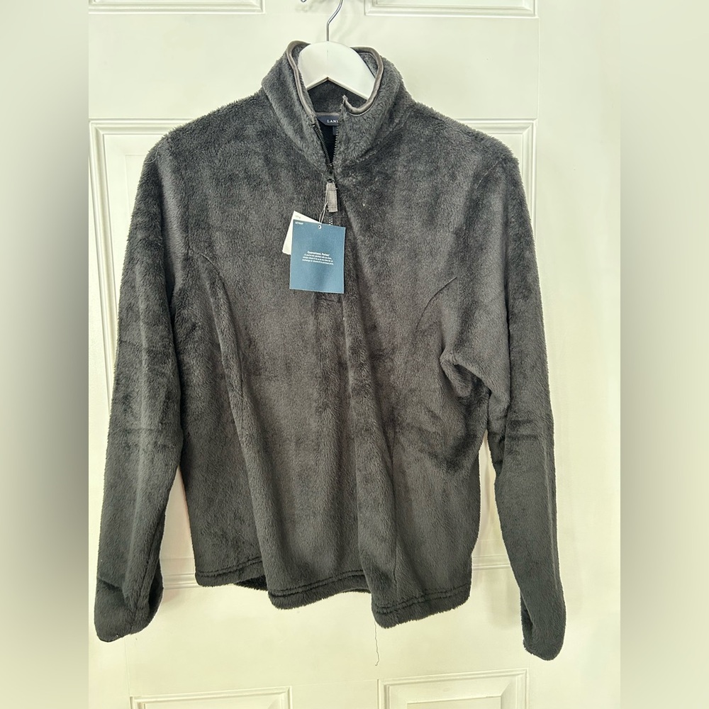Lands' End Men's Charcoal Zip-Up Sweater